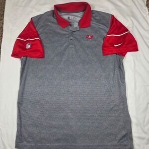 Nike Polo Shirt Mens XL Grey Red Tampa Bay Buccaneers NFL Dri-FIT On Field